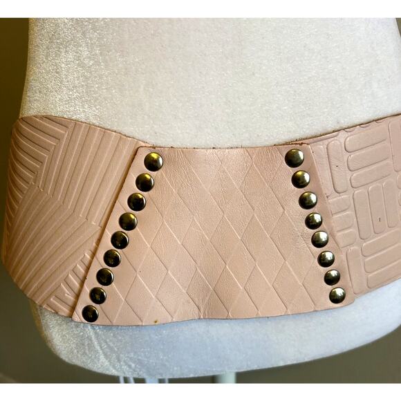 VTG Wide LEATHER ASYMETRICAL Belt Corset TYPE Studded 80s Glam Punk Rock L/XL 36 main image 12